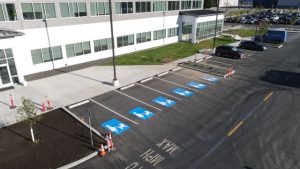 striping and stalls done at Amazon warehouse