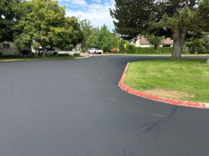 school parking lot freshly seal coated